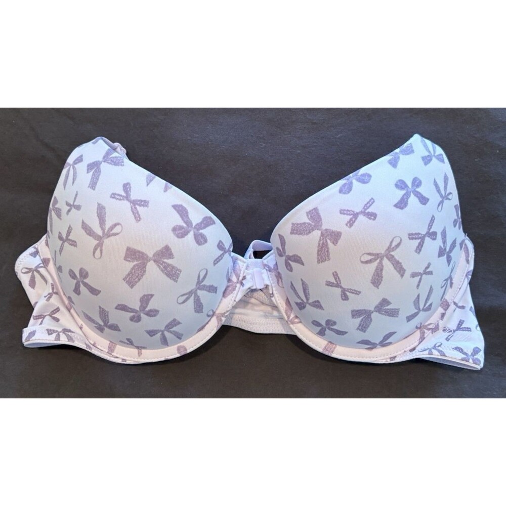 Victoria's Secret Bra 36B Purple Bow Design Racerback Push-Up Front Closure